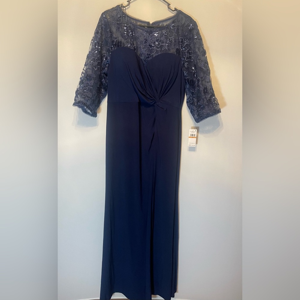 Alex Evenings Womens Long Lace Top Mother of The Bride Dress with Empire Waist